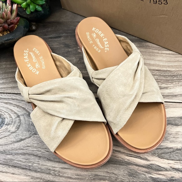 NIB Kork Ease Zel Suede Slide Sandal Natural Suede - Picture 2 of 13